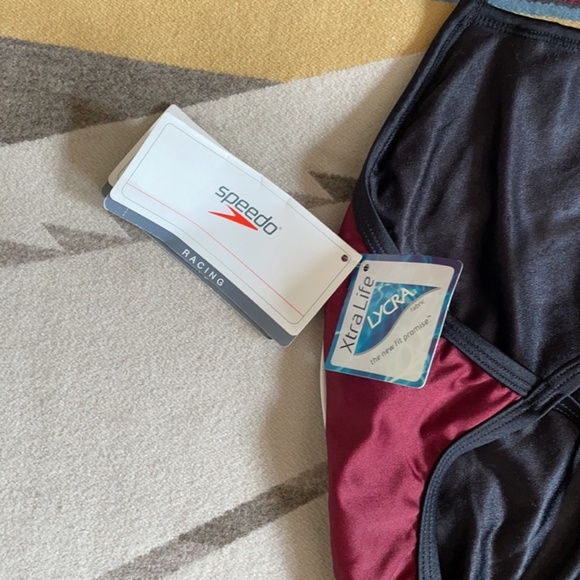 NWT Speedo Lycra Maroon/Black Racing Bathing Suit Women’s Size 30 - Picture 5 of 12